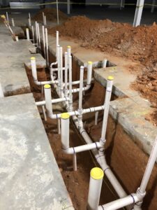 Underground Sewer Line Installation Trenching